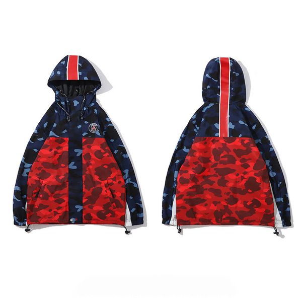 

fashion men's jackets autumn casual men hooded jacket letter & camouflage pattern mens panelled windbreaker size m-2xl, Black;brown