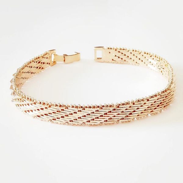 

585 gold bracelet men jewelry new fashion 20cm long bracelet bangles 8mm wide hand link men bracelets, Black