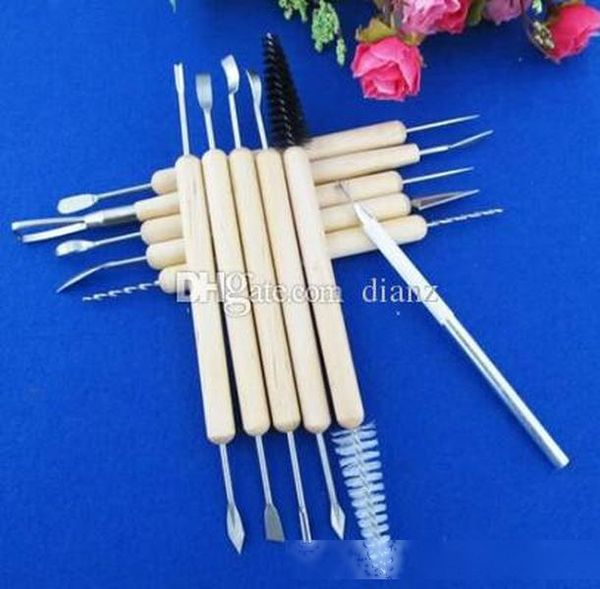 

11pcs/1set wood handle wax pottery clay sculpture carving modeling tool diy craft