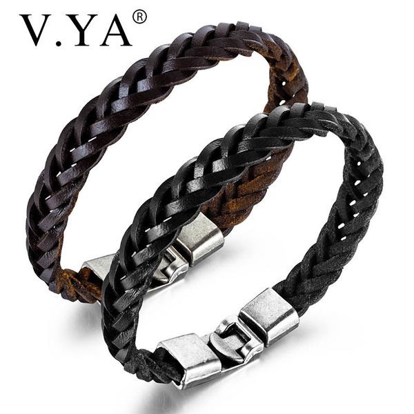 

v.ya engraved alloy leather bracelet stylish simple bracelets simple bangle accessorie pendant dropshipping for friend gift, Golden;silver