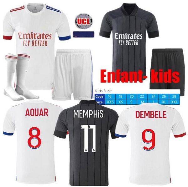

2020 21 olympique lyonnais soccer jersey juninho maillot cherki lyon dembele traore aouar memphis soccer uniforms lyon ol man + kids, Black;gray