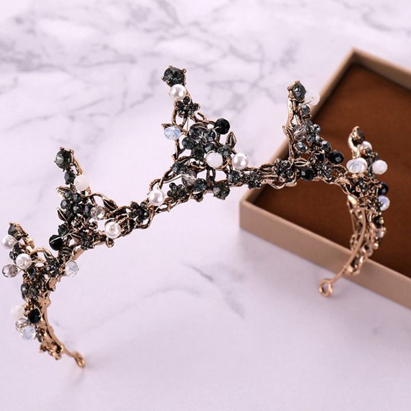 

hair clips & barrettes 2021 baroque vintage black rhinestone crown bridal tiaras wedding, Golden;silver