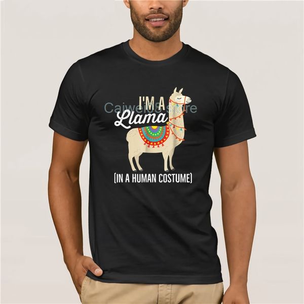 

men's print casual 100% cotton t-shirt popular im a llama in a human costume funny llama gift short fashion t-shirt men