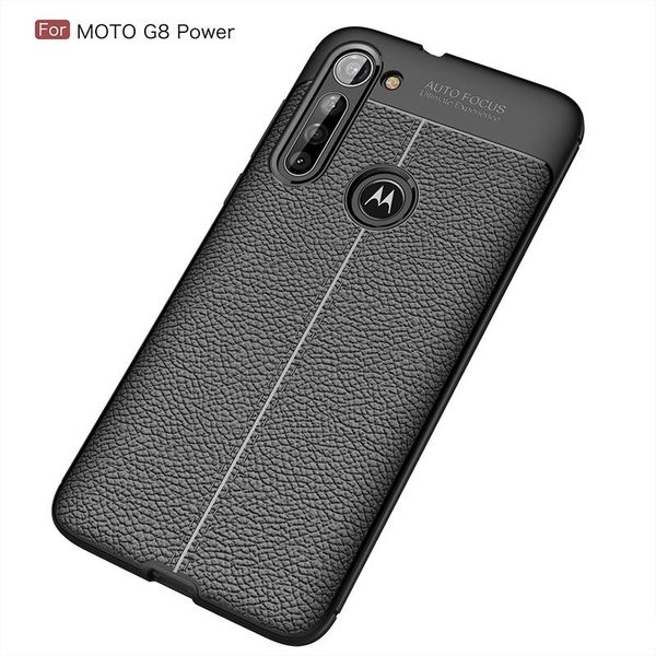 

ultra thin scratch resistant phone case for moto g8 power litchi pattern soft shockproof absorption soft tpu protection cover