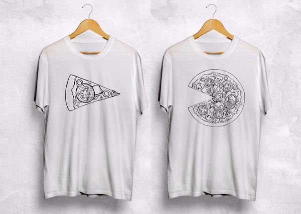 

с коротким рукавом футболка мужчины o-образным вырезом пицца matching футболка пара валентина еда любовь лучшие друзья wifey hubby tee shirt