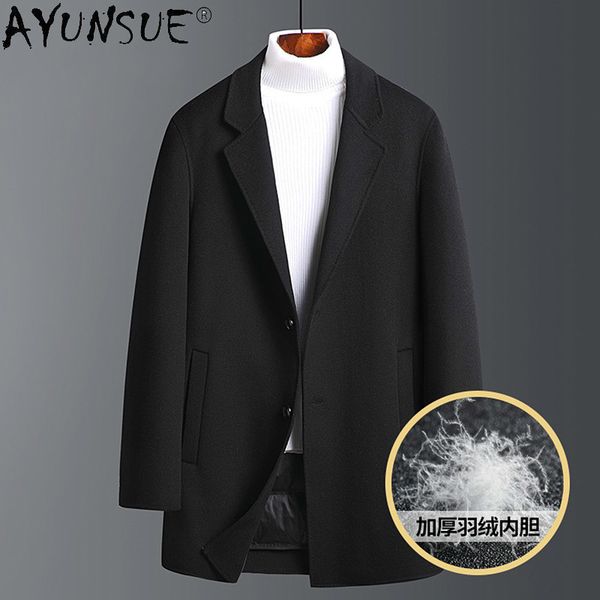 

men's wool & blends ayunsue men jacket 2021 clothing thick man parkas 90% white duck down jackets mens korean style autumn coat jaqueta, Black