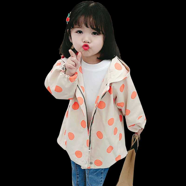 

girls long jacekt dot pattern girl coat hooded toddler children's coat spring autumn children's clothes for girls, Blue;gray