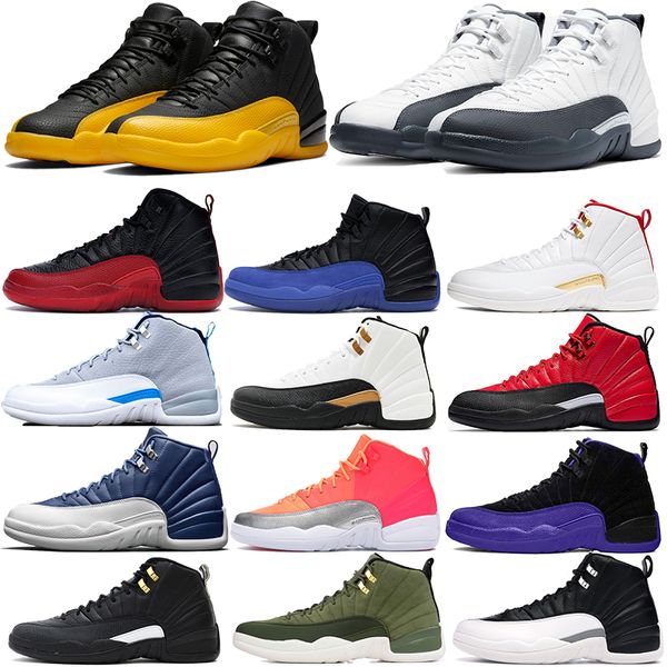 

2020 new 12 iridescent reflective indigo 12s jumpman mens basketball shoes reverse flu game dark concord university gold cny sport sneakers