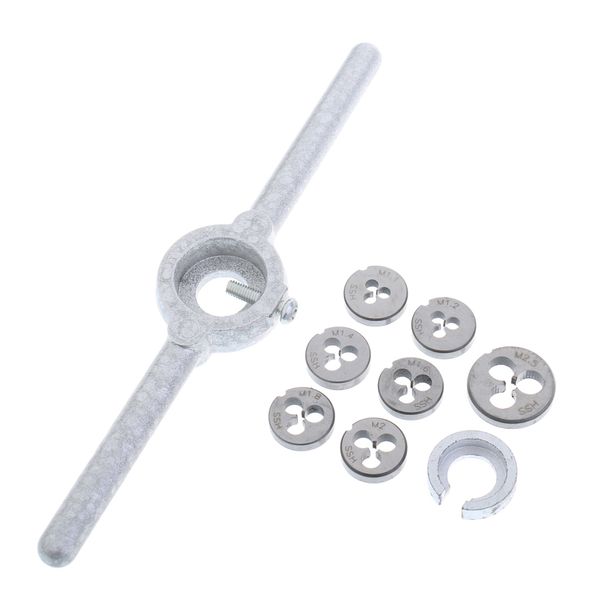 

9 шт мини hss метрическая отводы dies гаечного ключа ручки метчик set