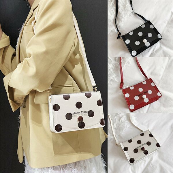 

women leather polka dot shoulder messenger crossbody bag satchel handbag purse
