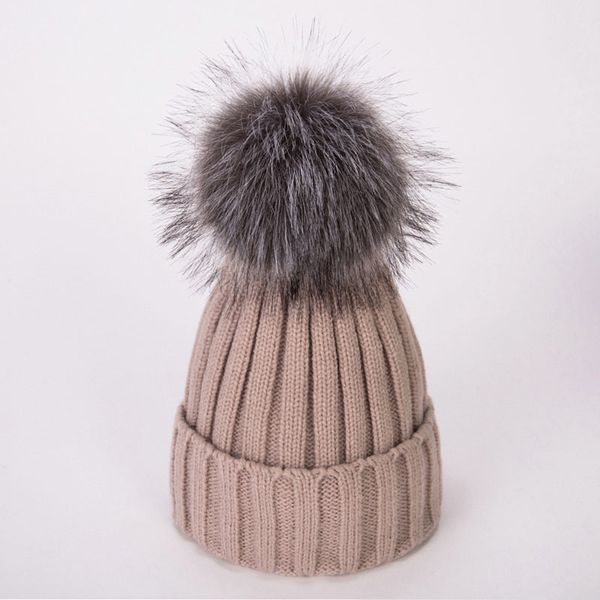 

2020 womens hats add velvet fleece inside beanies winter hats for women 100% raccoon fur pompom hat female twist pattern caps, Blue;gray