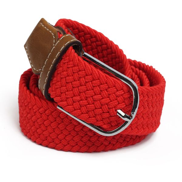 

fashion knitted belts women men leisure elastic waist belt pin buckle strap adjustable casual weave belts, Black;brown