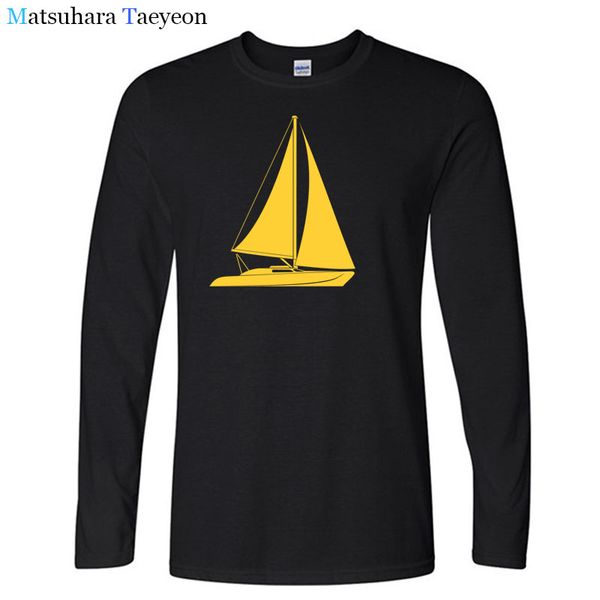 

fashion new t shirt men sail boat print cotton long sleeve t-shirt men's summer funny t shirts casual tees
