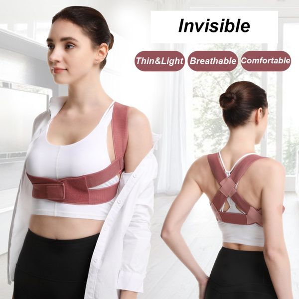 

back support both men and women posture corrector belt adjustable clavicle spine shoulder lumbar correction anti-kyphosis, Black;blue