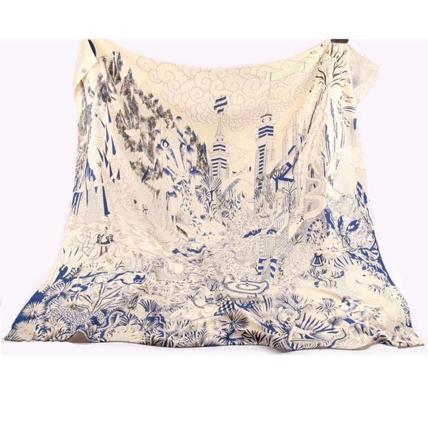 

scarves 2 sides print women winter cashmere scarf wraps extra large square shawl blanket, Blue;gray