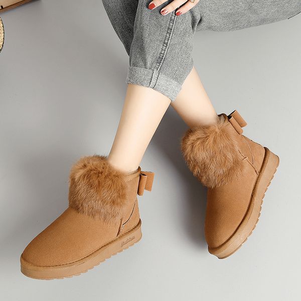 

2020 fashion woman boots winter new snow boots ladies cotton comfortable warm women's boot butterfly-knot, Black