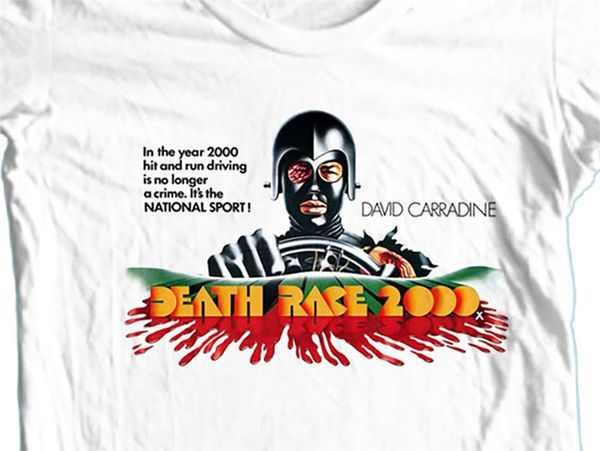 

deathrace 2000 t shirt retro 70's movie sci fi horror film david carradine tee short-sleeved tee shirt