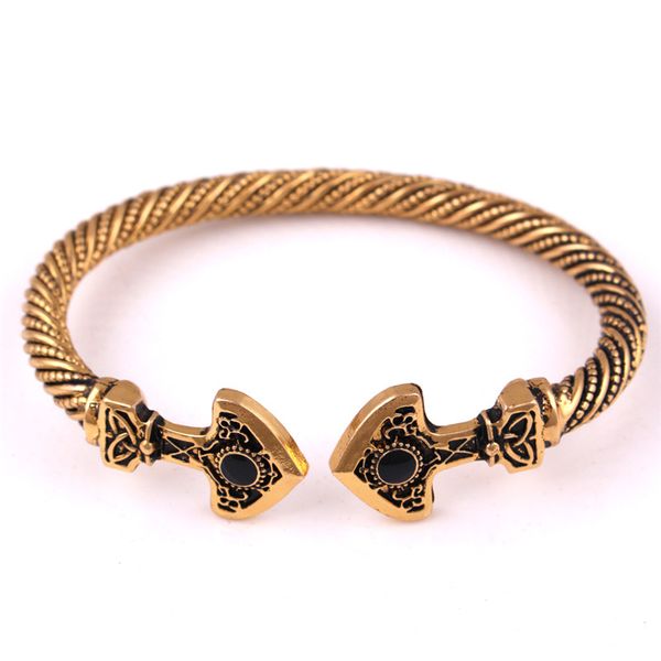 

bangle women men viking fashion open bracelet anchor pattern and beautiful crystals attractive jewelry provide drop, Black