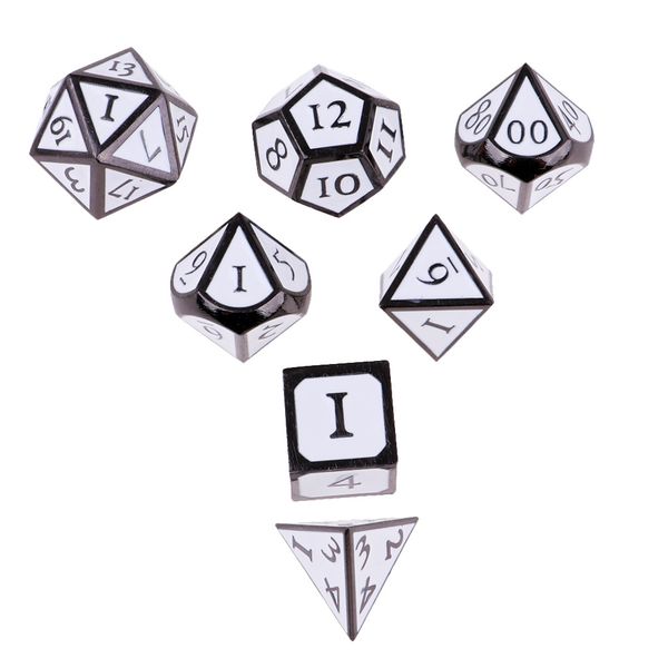 

7 pieces set mini polyhedral dice set white d4 d6 d8 d10 d12 d20 d&d rpg