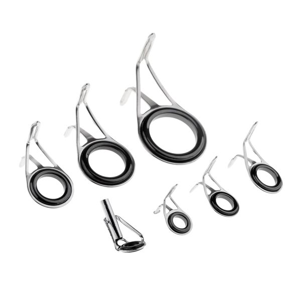 

7pcs mixed size fishing rod guides tips double leg line ring rod repair kit