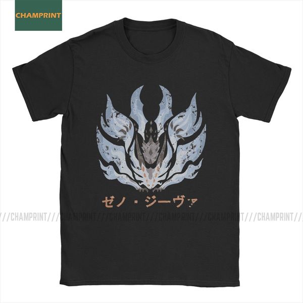 

monster hunter world xeno'jiiva kanji icon men's t shirts dragon hunting mhw game vintage tees short sleeve t-shirt pure cotton