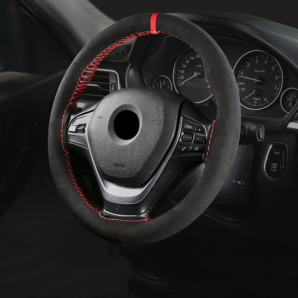 

car steering wheel braid cover needles and thread artificial suede leather car covers suite diy texture soft auto accessories
