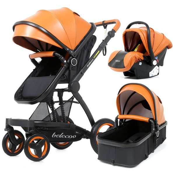 

belecoo baby stroller 3 in 1 convertible pram double faced newborn carriage adjusted to toddler seat with infant car seat