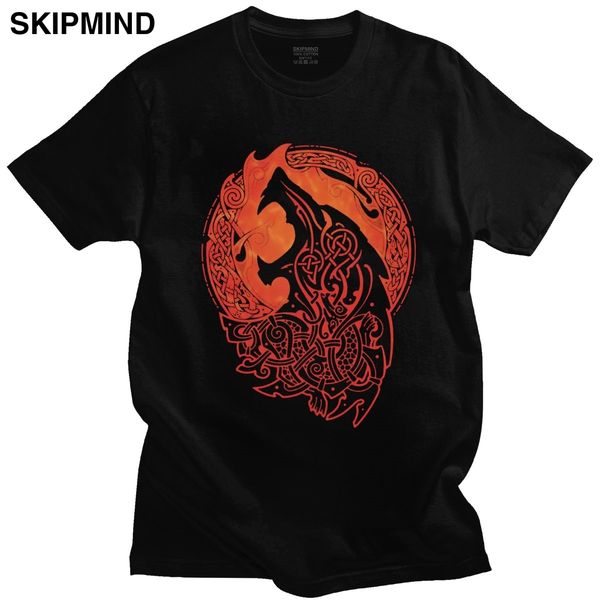 

viking valhalla odin fenrir t shirt men cotton handsome t-shirt crew neck short sleeve loki's son monstrous wolf tee clothing