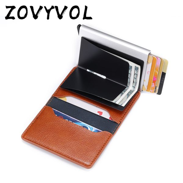 

zovyvol metal card wallet card case id holder with automatic money cash clip mini wallet business case, Red;black