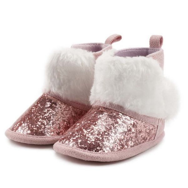 

winter new игристого baby girl boy plus velvet теплых сапоги младенческой мягкая подошва кожа шитье малыши обувь новый ·, Black;grey