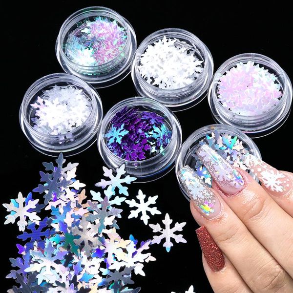 

nail glitter holographic laser snowflake 3d ultrathin sequins for design sparkly paillette flakes manicure decor nfdx01-06, Silver;gold
