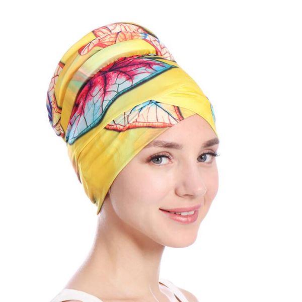 

fashion women muslim hair loss cap flower print islamic islam turban head wrap cover cancer hat chemo cap bonnet beanie skullies, Blue;gray