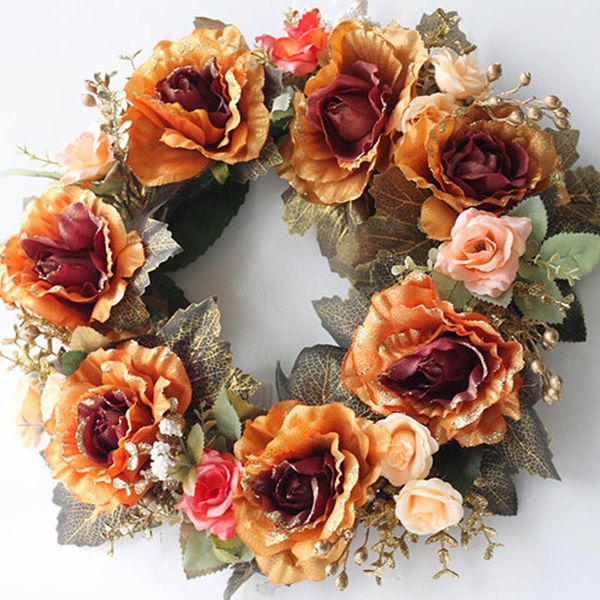 

artificial silk cloth rose wreath rattan decoration garland simulation fake flowers home wedding door wall decoration prop