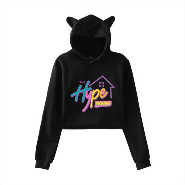 

new 2020 the hype house hooded sweatshirt women charli damelio print hoodies addison rae sweatshirt clothes, Black
