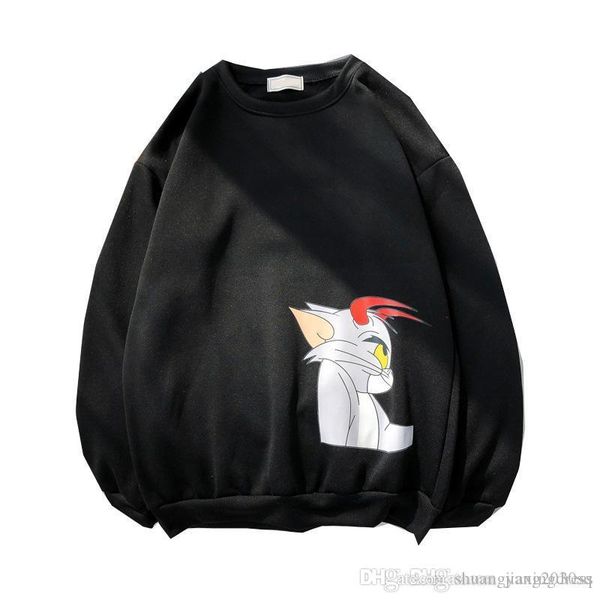 

новая осенняя толстовка созритель цвета анимация печать forr мужчины и женщины мода длинные рукава пуловер мужская стилист стилист, Black