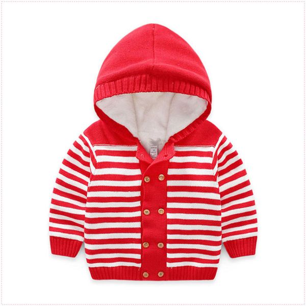 

girls winter sweaters and cotton warm sweater toddler boy clothing fleece lined knitted coats striped knitwear clothes baby, Blue