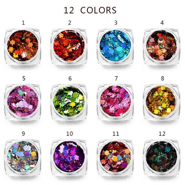 

12 colors/set nail glitter thin art tips flakes mini decorations diy shiny easy apply charm sequins sticker, Silver;gold