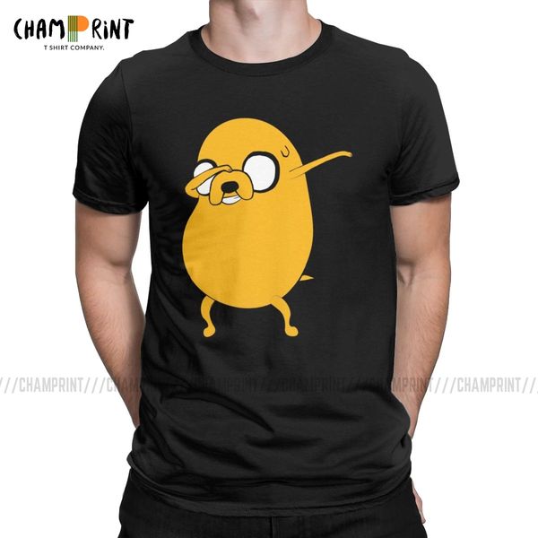 

humorous dabbing jake t-shirts men round collar cotton t shirt adventure time cartoon short sleeve tee shirt gift idea clothes