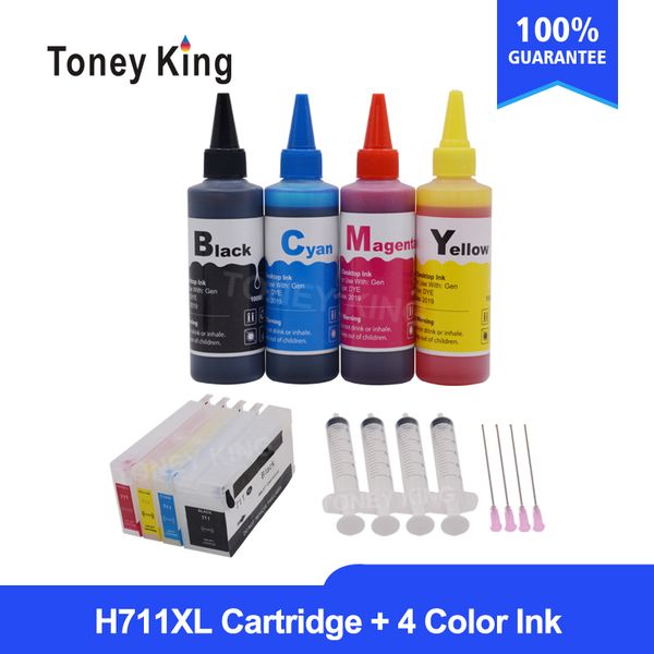 

ink cartridges toney king 1set ciss replacement for 711 designjet t520 t120 printer with 400ml