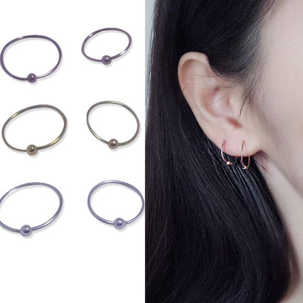 

silver plated round bead small earring female earbone ring student temperament earbone ring, Golden;silver