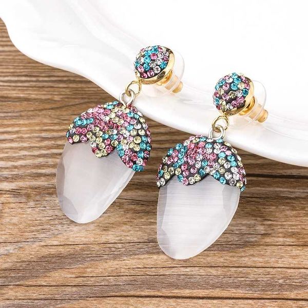 

dangle & chandelier classic personality natural drop earrings stone boho ethnic vintage hanging cz gift for women girls, Silver