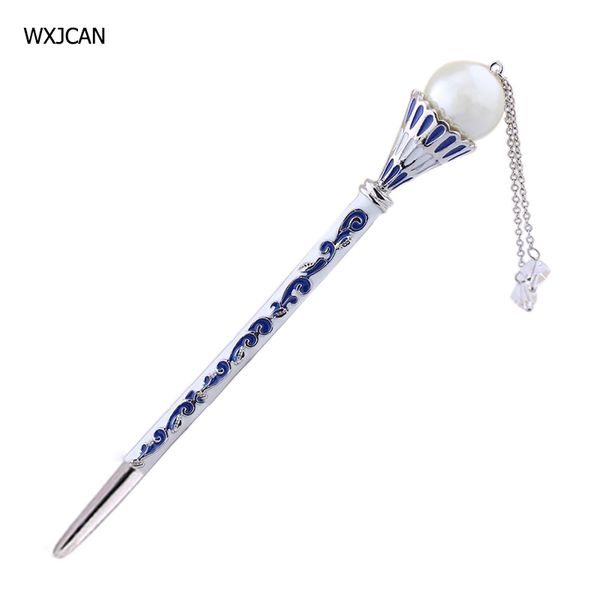 

wxjcan chinese cloisonne crafts sticks for hair simulated pearl rhinestone bridal hair accessories decorations on the head h1043, Golden;silver
