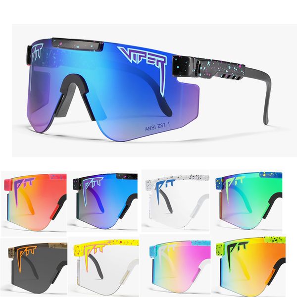

new mirrored green lens pit viper sunglasses polarized men sport goggle tr90 frame uv400 protection with case, White;black