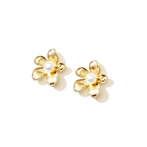 

2020 new wave retro hipster design earrings matte gold texture textured three-dimensional flowers ladies gift, Silver