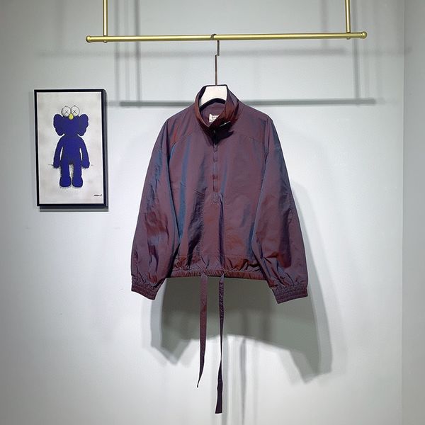 

2020 europe america essential the 6th season cool laser reflective half zipper men jacket women skin coat windproof hooded coat, Black;brown