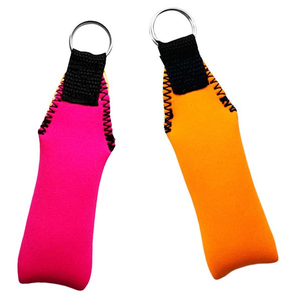 

2pcs rectangle neoprene pontoon floating key ring rose red&orange