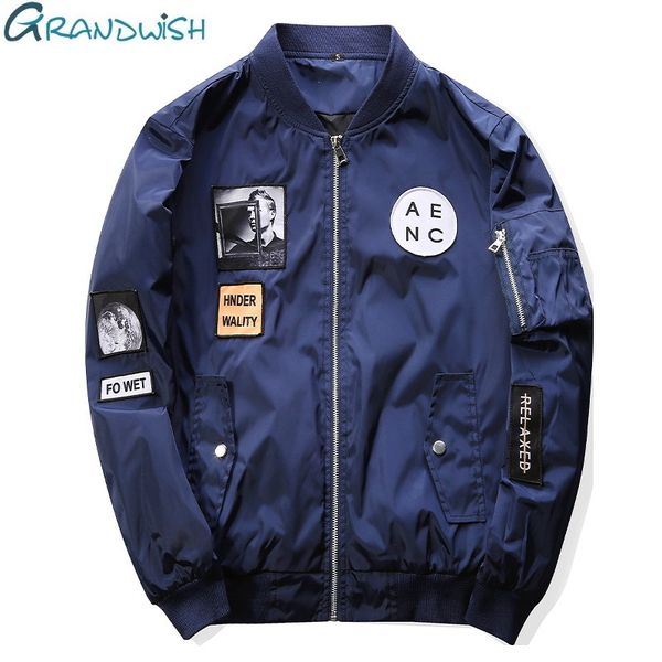 

grand mens bomber jackets with patches new streetwear flight pilot jacket men patch men's jacket slim fit cool ,pa573, Black;brown