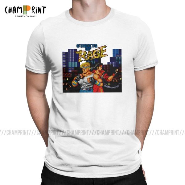 

men t-shirts streets of rage creative pure cotton tee shirt short sleeve genesis vintage game t shirts o neck 6xl