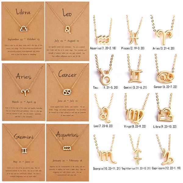 

star zodiac sign 12 constellation pendant necklace femme charm gold choker necklace for women elegant jewelry gift, Silver