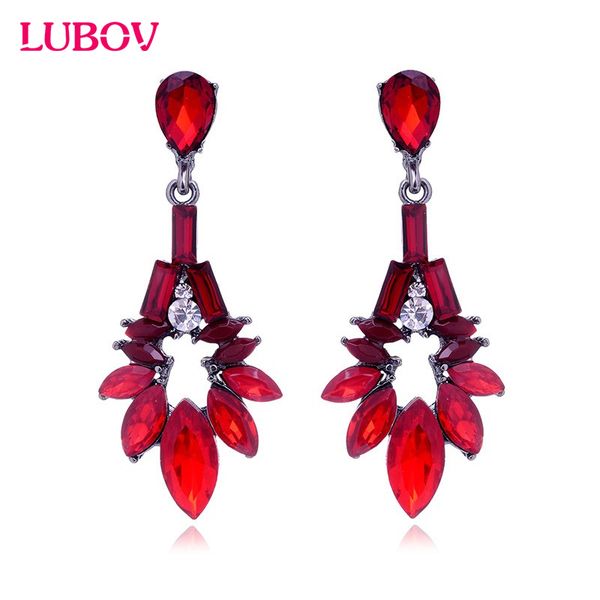 

dangle & chandelier 2021 colorful opal stone drop earrings crystal flower shape pendant fashion women jewelry 6 colors, Silver